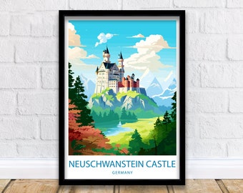 Neuschwanstein Castle Travel Print Neuschwanstein Wall Decor Germany Neuschwanstein Art Neuschwanstein Wall Art Germany Poster Gift Castle