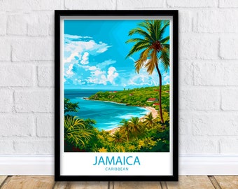 Jamaica Travel Print Jamaica Wall Decor Caribbean Jamaica Art Jamaica Wall Art Caribbean Poster Gift for Island Travel Lovers Jamaica Poster