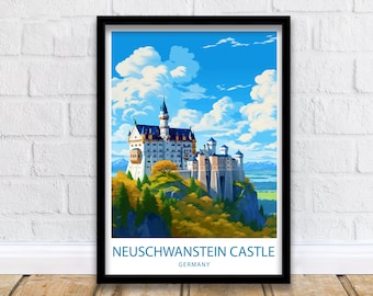 Neuschwanstein Castle Travel Print Neuschwanstein Wall Decor Germany Neuschwanstein Art Neuschwanstein Wall Art Germany Poster Gift Castle