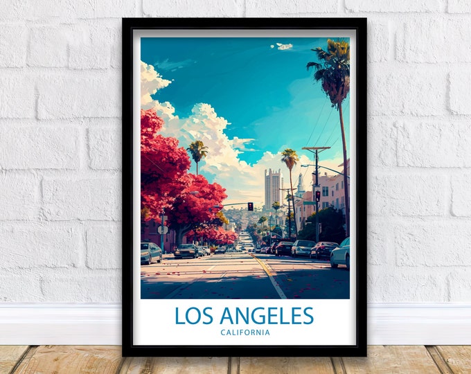 Los Angeles Travel Print Los Angeles Wall Decor California Los Angeles Art LA Wall Art California Poster Gift for City Lovers L A Poster Art