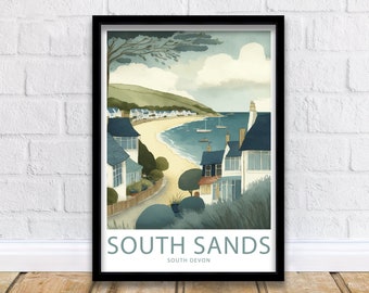 South Sands Print South Sands Poster Home Décor South Sands Wall Art South Sands Wall Decor South Sands Devon Poster Gift South Sands Art