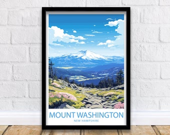 Impresión de viaje sobre el monte Washington Decoración de pared sobre el monte Washington Arte de EE. UU. sobre el monte Washington Arte de pared sobre el monte Washington Póster de EE. UU. Regalo del monte Washington