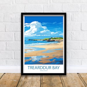Trearddur Bay Travel Print Trearddur Wall Decor UK Trearddur Art Trearddur Wall Art UK Póster Regalo para los amantes de la playa de Gales