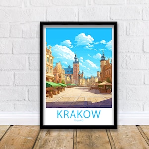 Impression de Cracovie, affiche de Cracovie, décoration d&#39;intérieur, décoration murale de Cracovie, Pologne, décoration murale de Cracovie, Pologne, cadeau de Cracovie, Pologne, art mural, affiche de Cracovie, Pologne, cadeaux