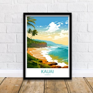 Kauai Travel Print Kauai Wall Decor Hawaii Kauai Art Kauai Wall Art Hawaii Poster Gift for Tropical Paradise Lovers Kauai Travel Poster Art