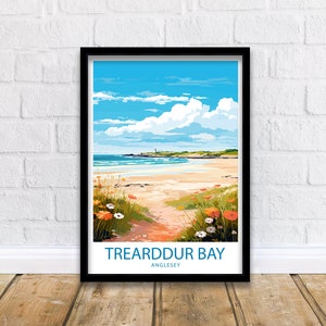 Trearddur Bay Travel Print Trearddur Wall Decor UK Trearddur Art Trearddur Wall Art UK Póster Regalo para los amantes de la playa de Gales