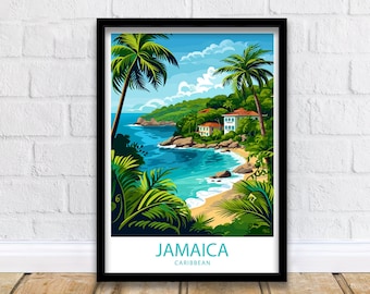 Jamaica Travel Print Jamaica Wall Decor Caribbean Jamaica Art Jamaica Wall Art Caribbean Poster Gift for Island Travel Lovers Jamaica Poster