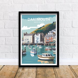 Dartmouth Harbour Art Print | Dartmouth Harbour | Dartmouth Print | Travel Poster | Devon Print | Digital Print | Darmouth Art |Travel Print