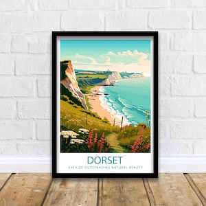 Dorset AONB Travel Print Dorset Wall Decor UK Dorset Art Dorset Wall Art UK Poster Gift for Nature Lovers Dorset Wall Decor Dorset Poster