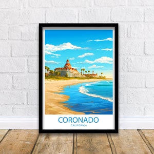 Coronado Beach Travel Print Coronado Wall Decor California Coronado Art Coronado Wall Art California Poster Gift for Coronado Travel Poster