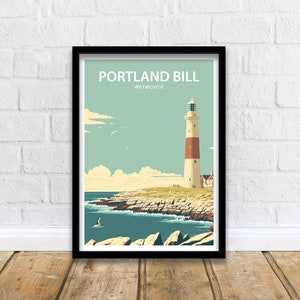 Portland Bill Art Print | Portland Bill | Travel Poster | Jurassic Coast | Portland Lighthouse | Portland Bill Print | Lighthouse Print