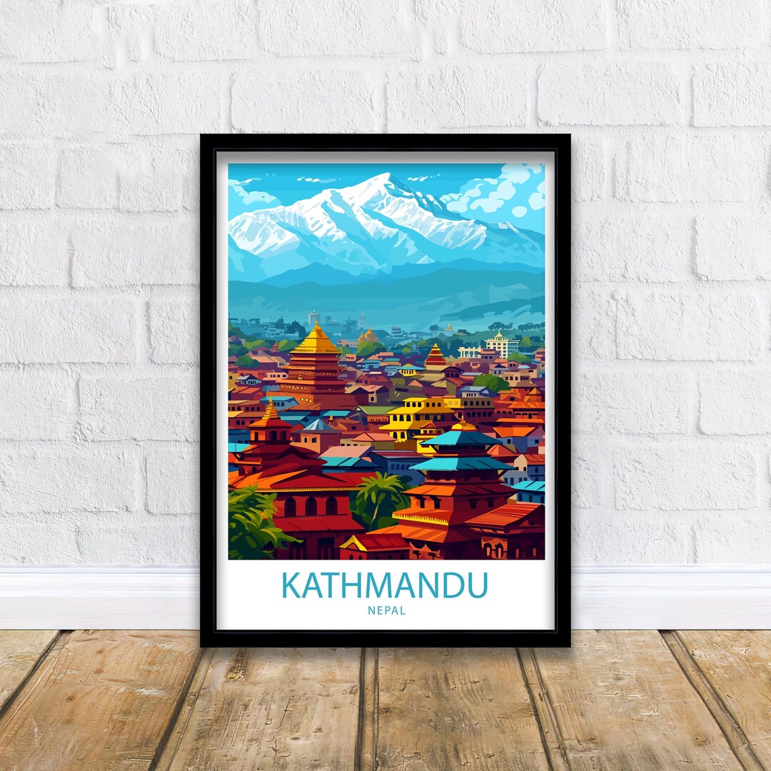 Kathmandu Travel Print Kathmandu Wall Decor Nepal Kathmandu Art