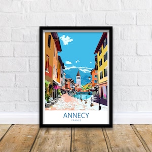 Annecy Travel Print Annecy Wall Decor France Annecy Art Annecy Wall Art France Poster Gift for Lake and Alps Lovers Annecy France Wall Art