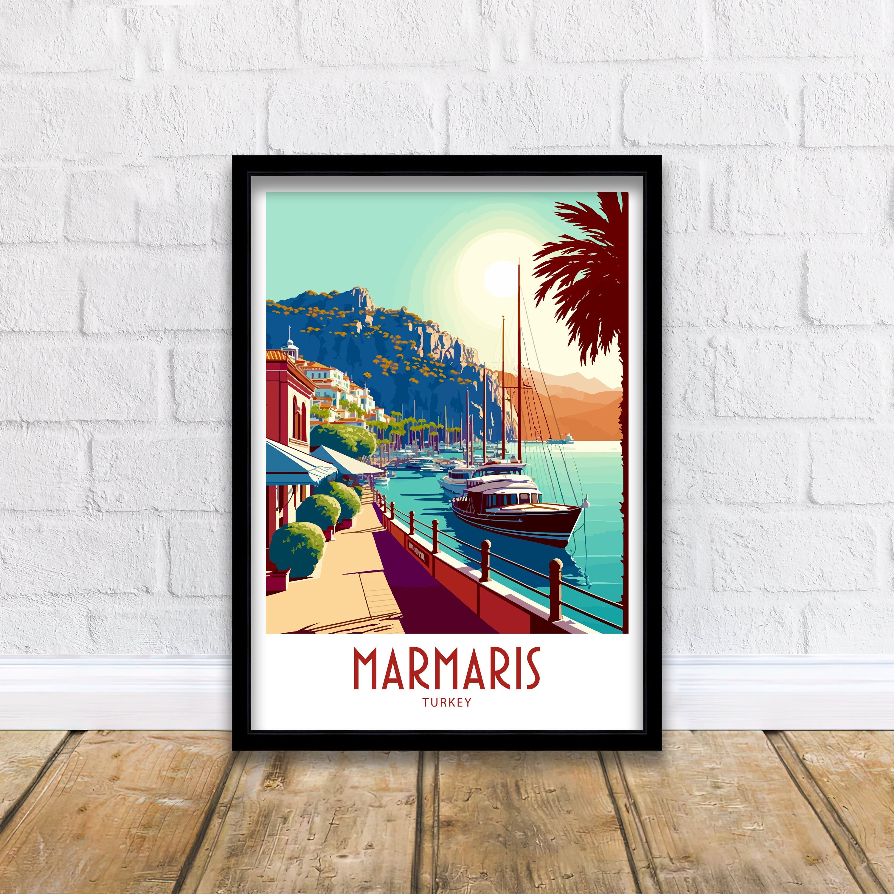 Marmaris Travel Print Wall Art Marmaris Turkey Travel Poster 