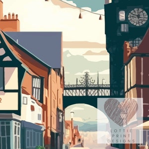 Chester Travel Print Chester Cheshire Home Décor Chester Cheshire Art Print Cheshire Room Print For Chester Cheshire Gift Art Chester Decor image 9