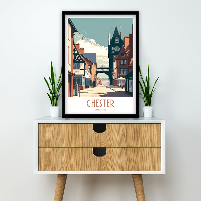 Chester Travel Print Chester Cheshire Home Décor Chester Cheshire Art Print Cheshire Room Print For Chester Cheshire Gift Art Chester Decor image 6