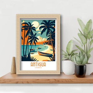 Antigua Travel Print Antigua Wall Art Antigua Home Living Decor Antigua Illustration Travel Poster Gift For Antigua Wall Decor Antigua Gift image 2