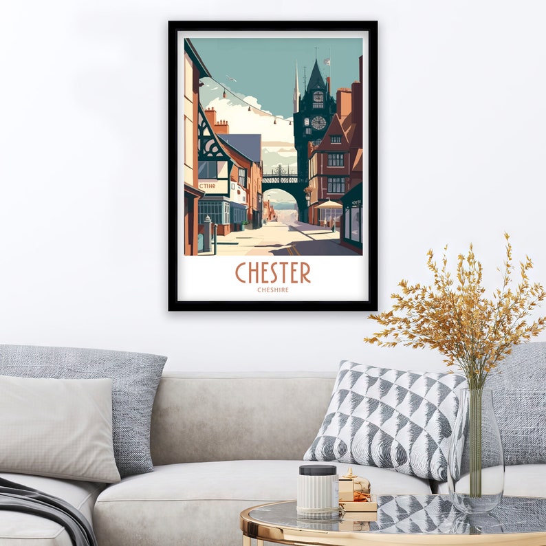 Chester Travel Print Chester Cheshire Home Décor Chester Cheshire Art Print Cheshire Room Print For Chester Cheshire Gift Art Chester Decor image 5