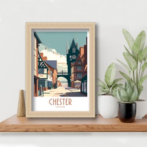 Chester Travel Print Chester Cheshire Home Décor Chester Cheshire Art Print Cheshire Room Print For Chester Cheshire Gift Art Chester Decor image 2