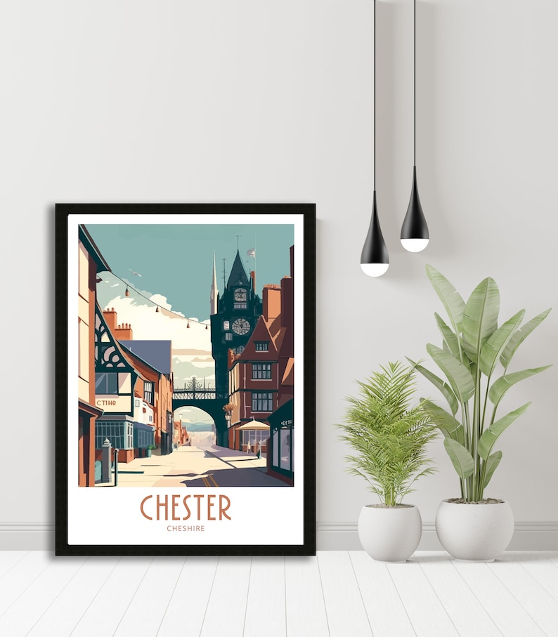 Chester Travel Print Chester Cheshire Home Décor Chester Cheshire Art Print Cheshire Room Print For Chester Cheshire Gift Art Chester Decor image 3