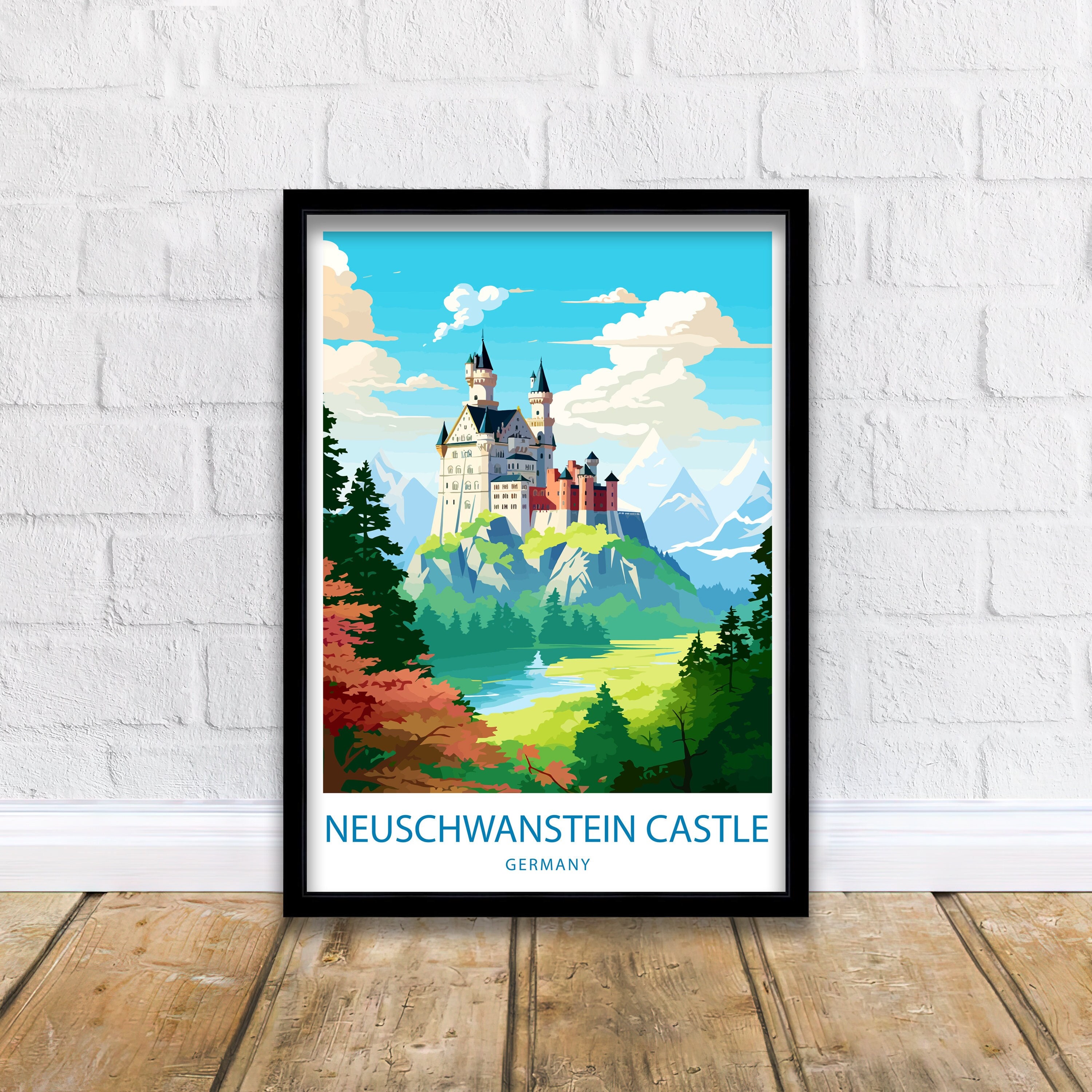 Neuschwanstein Castle Travel Print Neuschwanstein Wall Decor Germany Neuschwanstein Art Neuschwanstein Wall Art Germany Poster Gift Castle