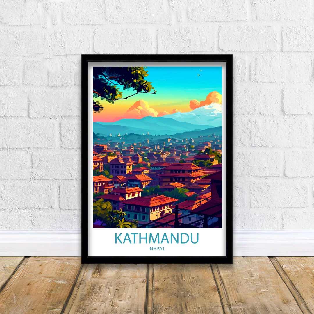 Kathmandu Travel Print Kathmandu Wall Decor Nepal Kathmandu Art Kathmandu Wall Art Nepal Poster