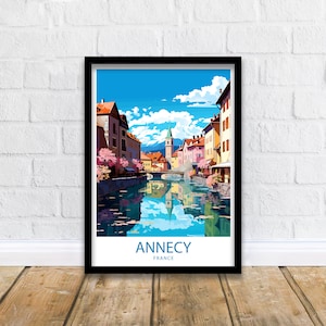 Annecy Reise-Druck Annecy Wanddekor Frankreich Annecy Kunst Annecy Wandkunst Frankreich Plakat Geschenk für See und Alpen Liebhaber Annecy Frankreich Wandkunst
