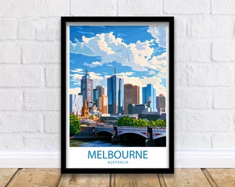 Impresión de viaje de Melbourne Decoración de pared de Melbourne Australia Arte de Melbourne Arte de pared de Melbourne Póster de Australia Regalo Melbourne