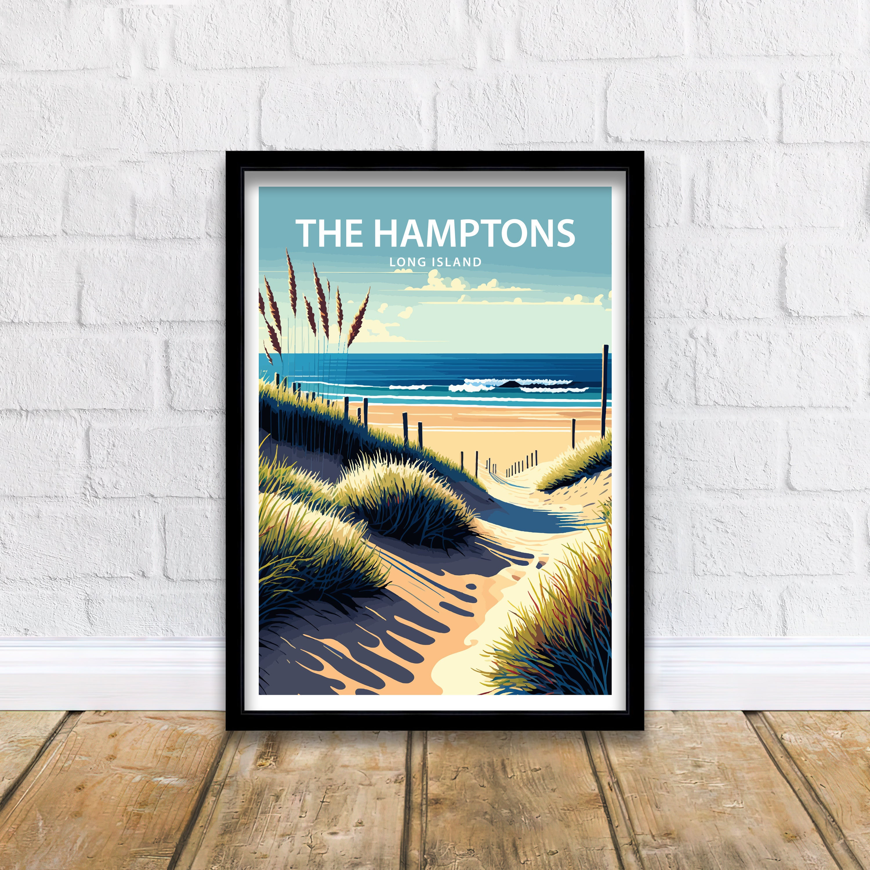 The Hamptons Art Print | The Hamptons Poster | Home Decor | Suffolk County | Long Island Art | Long Island Wall Art | Hamptons Beach