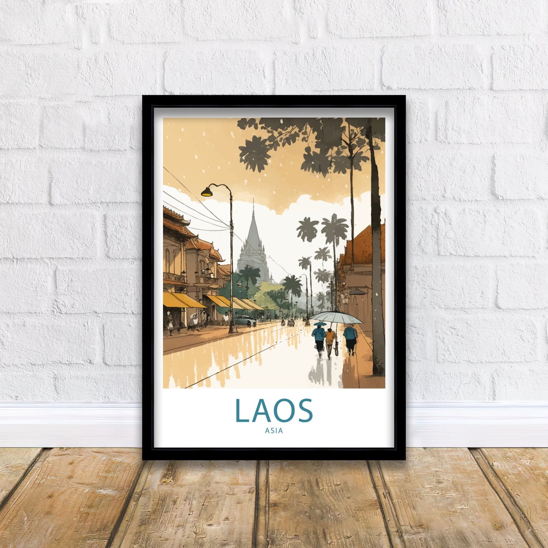 Laos Travel Print Wall Art Laos Asia Travel Poster Gift for Laos Scenery Wall Art Laos Gift Wall