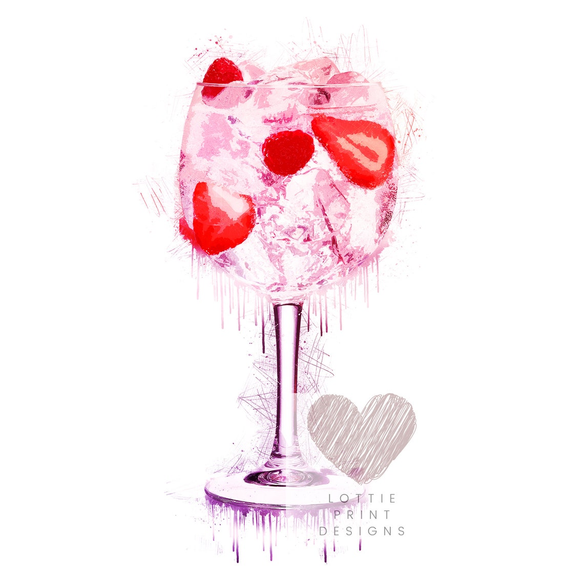 Pink Gin Tonic Watercolour Print stampe ad acquerello stampa Etsy