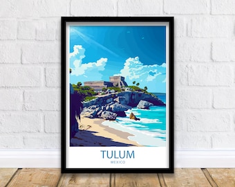 Tulum Travel Print Tulum Wall Decor Meksyk Tulum Art Tulum Wall Art Meksyk Plakat Prezent dla miłośników plaży i ruin Tulum Meksyk Prezent