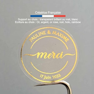 Etiquettes autocollantes personnalisées pour mariage dorées rondes  /Stickers rond mariage anniversaire, baptême / Foil Wedding Stickers -   France