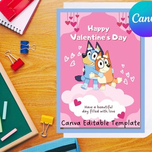 Cartão de Dia dos Namorados Bluey, Cartões de Dia dos Namorados para Crianças, Cartões de Dia dos Namorados Engraçados para Imprimir em Sala de Aula, Cartões de Dia dos Namorados para Pré-adolescentes, Cartão de Dia dos Namorados Engraçado