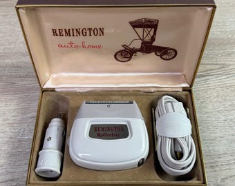 Vintage Remington Rollectric Auto-Home Electric Shaver Set with Case 12V 110V OS