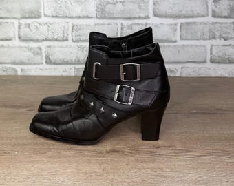 Harley-Davidson Studded Buckle Leather Ankle Boots 7.5M