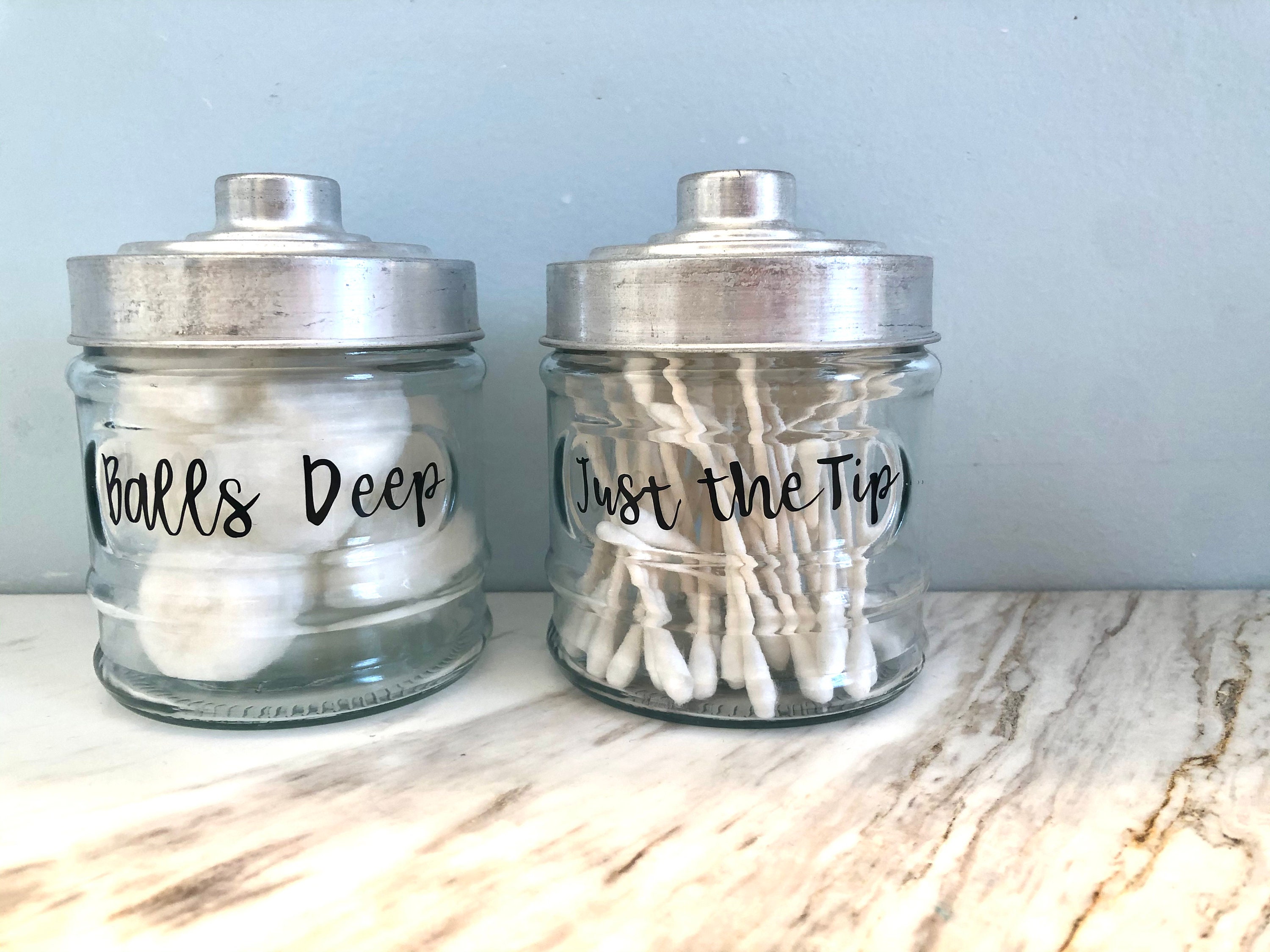 Qtip and Cotton Ball Glass ContainersBalls DeepJust the Etsy