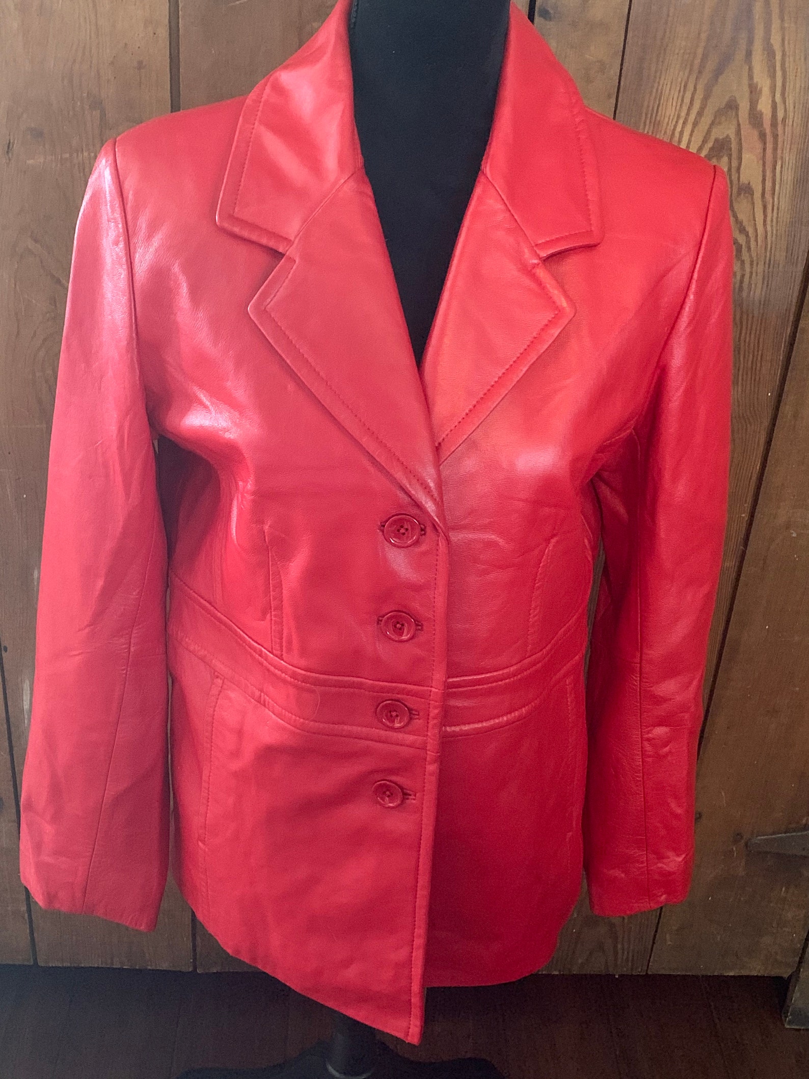 Vintage Red Leather Jacket Woman's Red Leather Jacket Etsy
