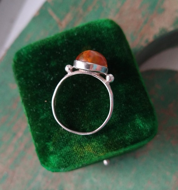 Vintage sterling silver Baltic amber ring, minima… - image 7