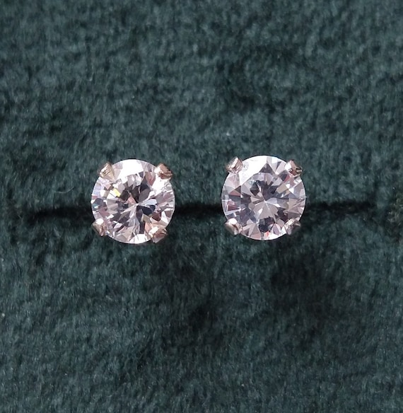 Vintage sterling silver CZ stud earrings, classic stud earrings, solitaire stud earrings, cz jewelry, sterling silver stud earrings