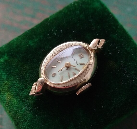Vintage 14k yellow gold Hamilton watch, vintage 1… - image 3