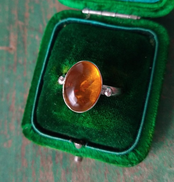 Vintage sterling silver Baltic amber ring, minima… - image 4
