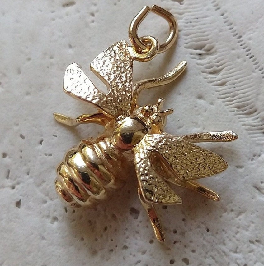 3D Gold Bee Nail Rhinestone Charms /2 pcs