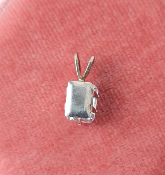 Vintage sterling silver emerald cut cz pendant, e… - image 5