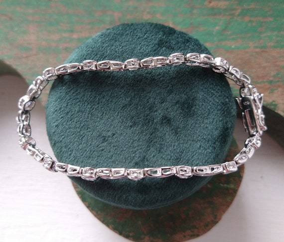 Vintage sterling silver CZ hugs and kisses bracel… - image 2