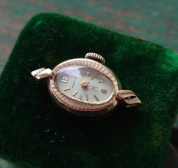 Vintage 14k yellow gold Hamilton watch, vintage 1… - image 4