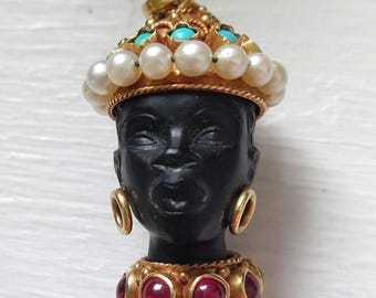 Vintage Goldhawk Jewellery Vintage 18k Gold Hand Carved Ebony Wood