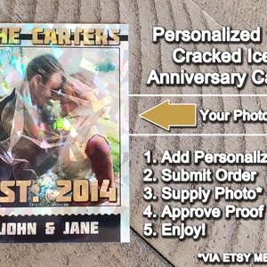 1/1 Anniversary Cracked Ice or Super Gold Personalized Novelty Sports Card, Gift For Husband, Christmas Gift, Sports Card Collector Gift.