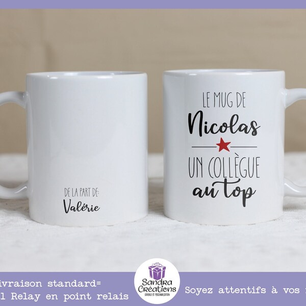 Mug personnalisé collègue, cadeau collègue de travail