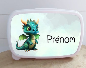 Boite repas enfant personnalisée dragon, Boite à gouter avec un prénom